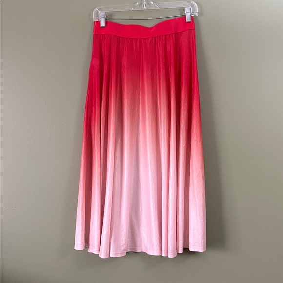 Athleta Grace Red Pink Ombré Elastic Waistband Beach Coverup Midi Skirt Sz S - Picture 5 of 5